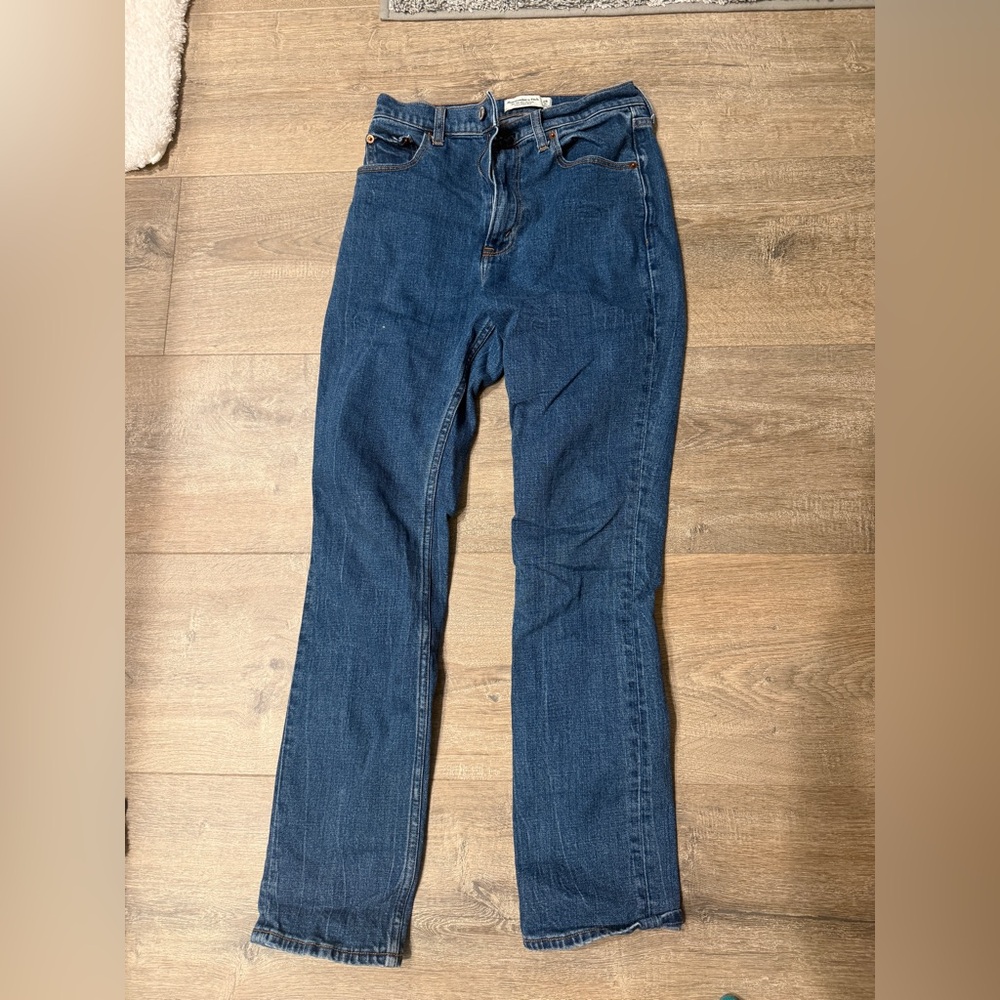 Abercrombie & Fitch Women's Blue Straight-Leg Jeans